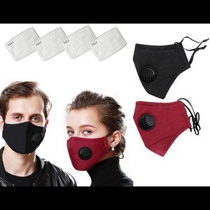 2 Washable Face Mask - Black and Red